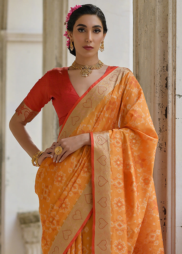 Mustard Spun Silk Saree With Blouse Piece Pay With Visa Cheap Online