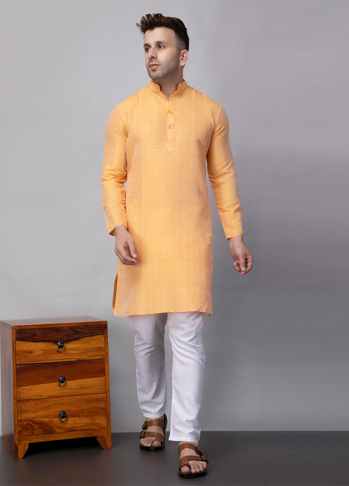 2 Pc Orange Viscose Kurta Pajama Set Cheap Sale Tumblr