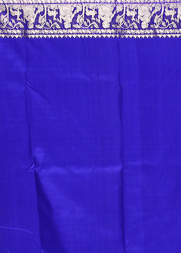 Blue Handloom Baluchari Pure Silk Saree With Blouse Piece Latest Collections Sale Online