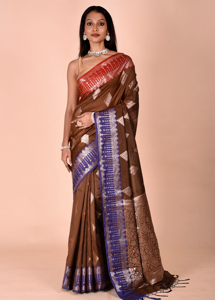 Brown Cotton Saree With Blouse Piece Shop For Sale