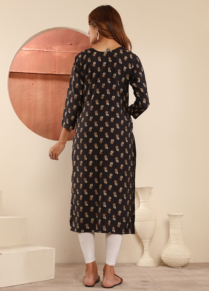 Black Readymade Viscose Kurti Official For Sale