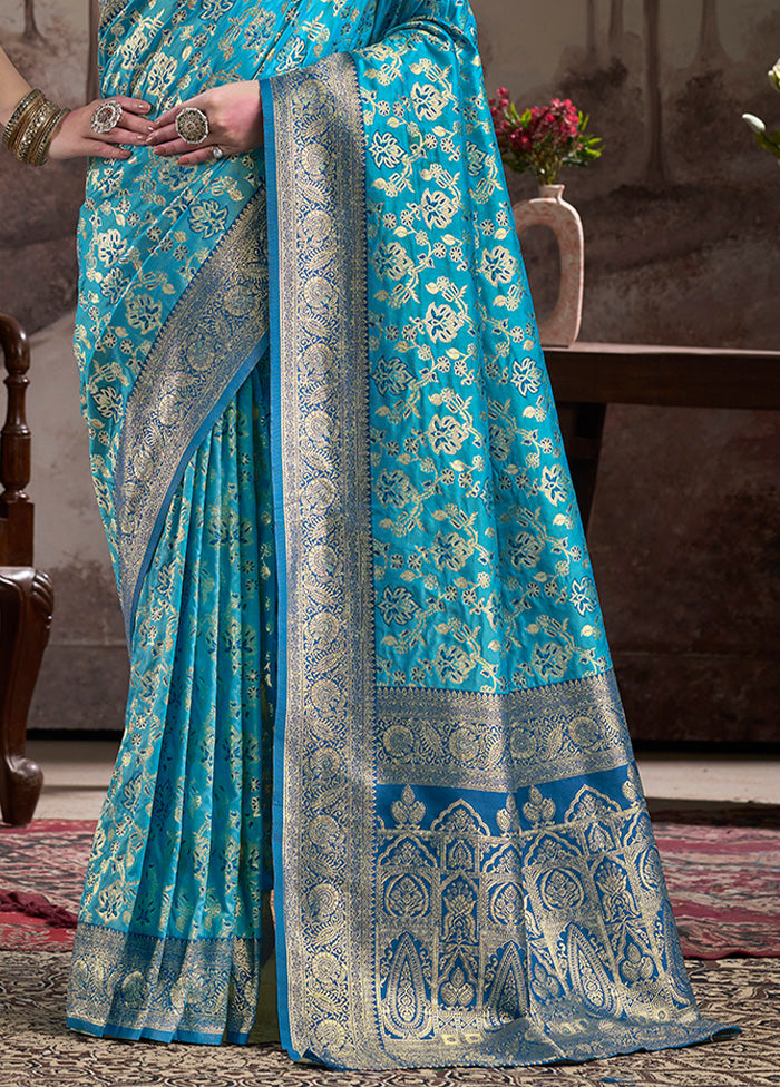 Sky Blue Spun Silk Saree With Blouse Piece Cheapest Pice Sale Online