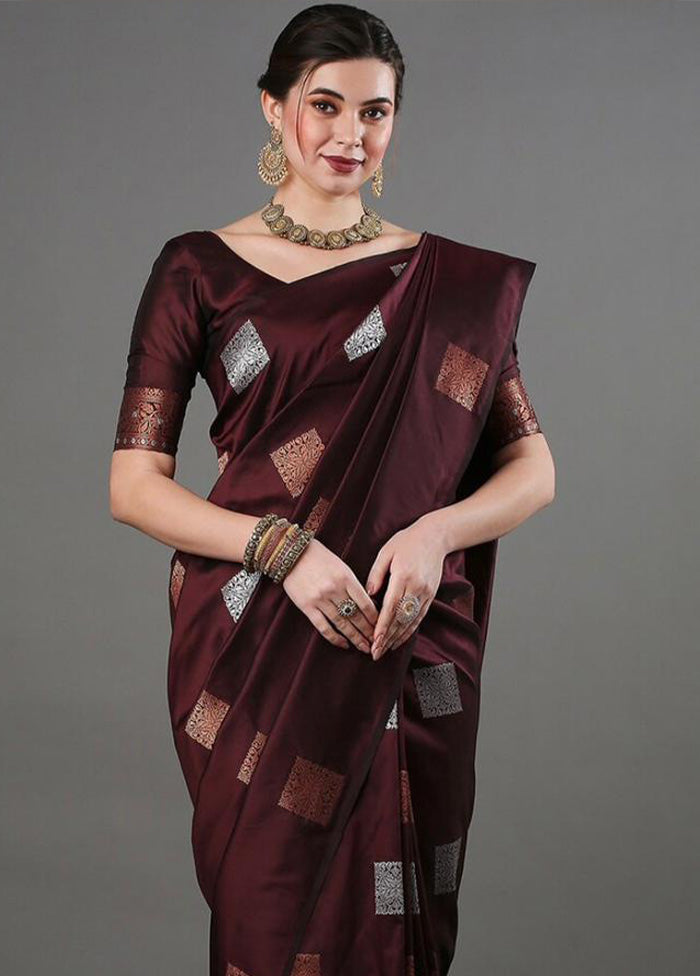 Brown Banarasi Silk Saree With Blouse Piece Best Place For Sale