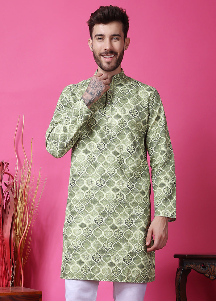 2 Pc Green Silk Kurta Pajama Set Outlet Explore