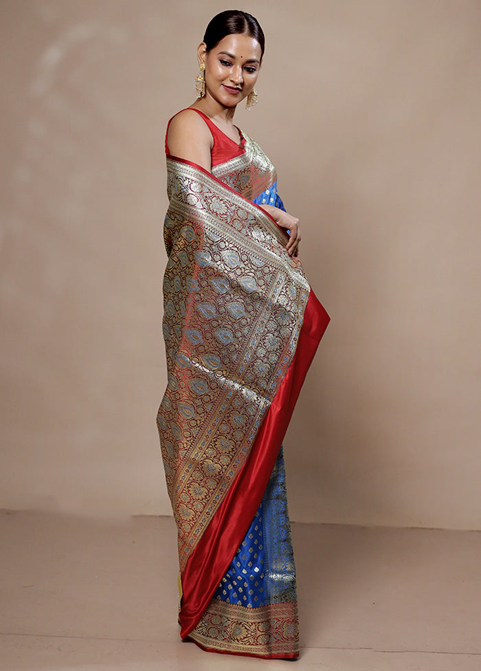 Blue Georgette Saree With Blouse Piece Largest Supplier Cheap Pice