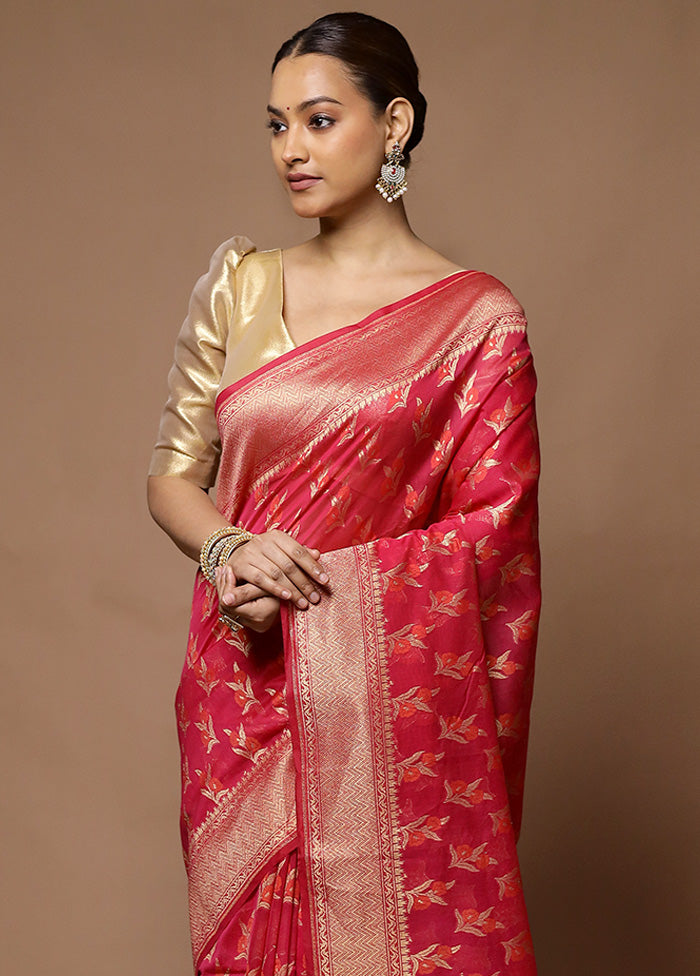 Pink Kora Silk Saree With Blouse Piece Best Store To Get Cheap Online