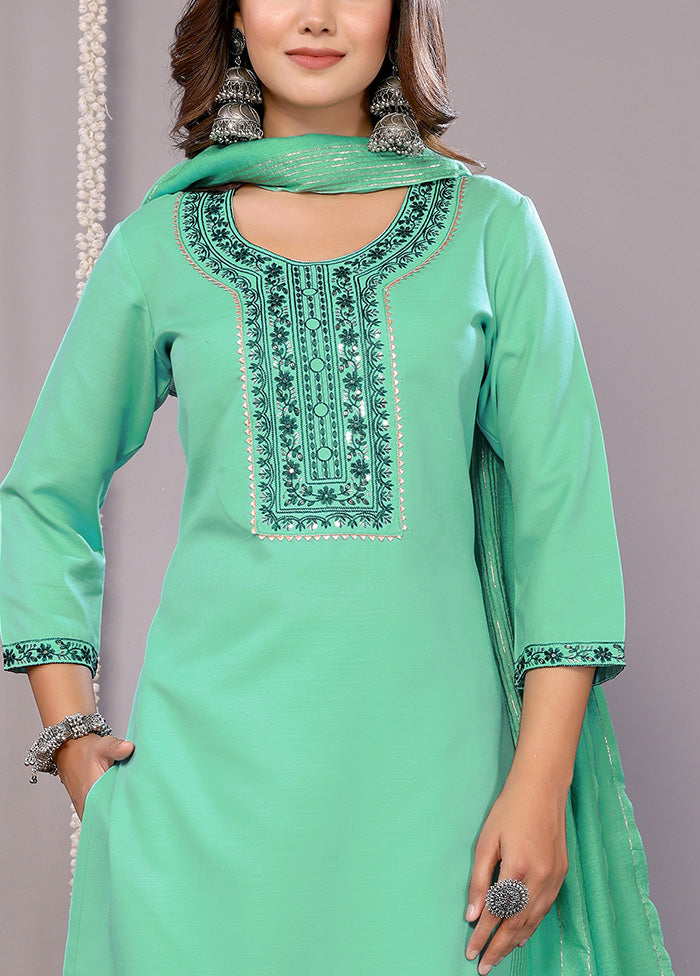 3 Pc Sea Green Readymade Cotton Suit Set Sale Online Shop