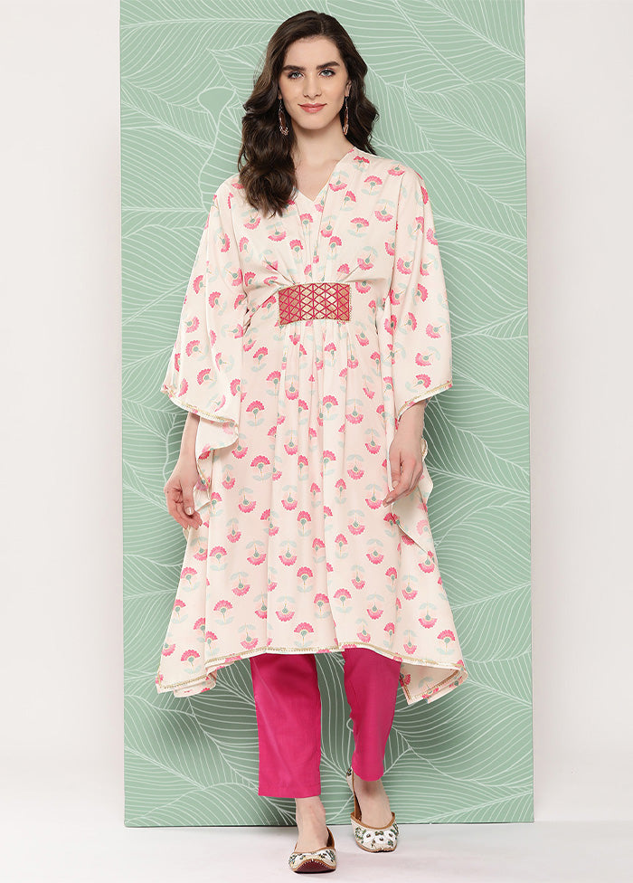 Off White Readymade Silk Kurti Discount Classic