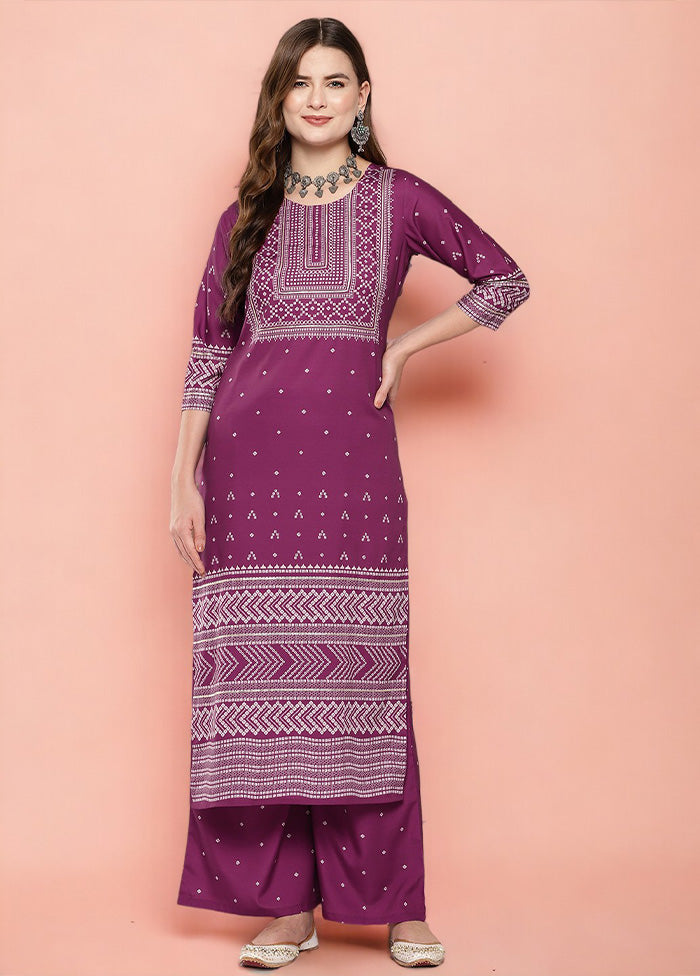 2 Pc Purple Readymade Silk Kurti Set Outlet Websites