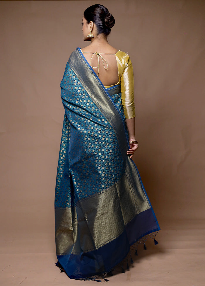 Blue Kora Silk Saree With Blouse Piece 2025 New Sale Online