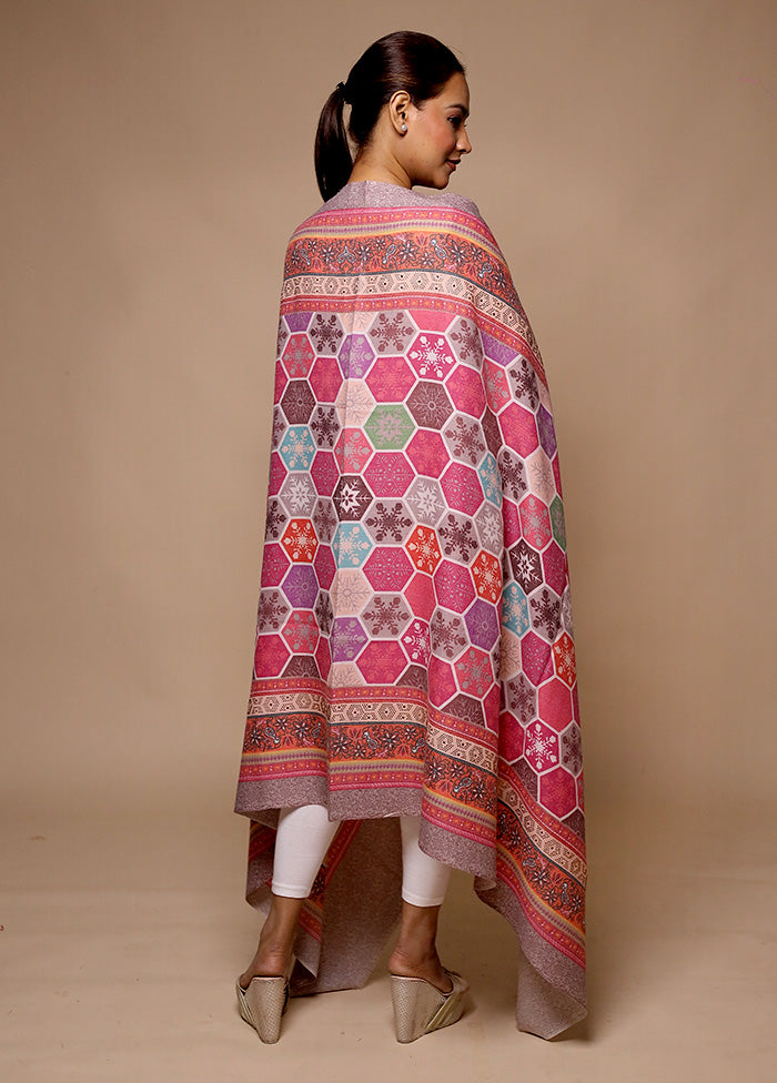 Pink Butta Work With Zari Woven Border Shawl Pices Online