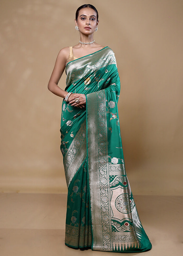 Green Katan Silk Saree With Blouse Piece Sale 2025