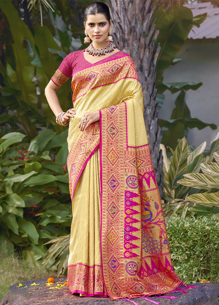 Cream Dupion Silk Saree With Blouse Piece Buy Cheap The Cheapest