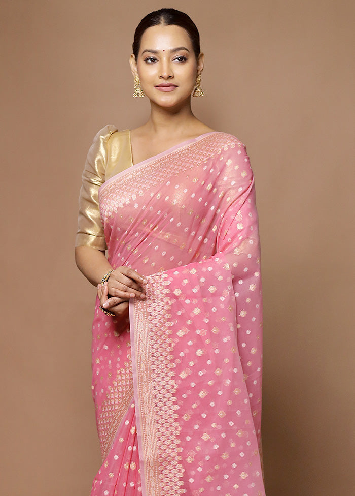 Pink Kora Silk Saree With Blouse Piece Cheap Outlet Store