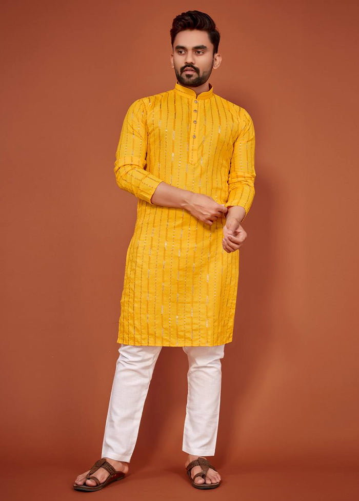 Yellow Cotton Kurta And Pajama Set Discount Wiki