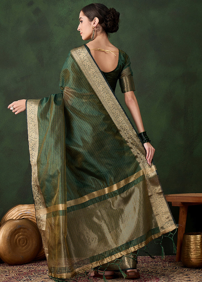 Green Organza Saree With Blouse Piece Collections Cheap Pice