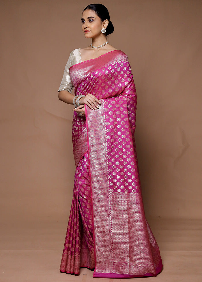 Pink Uppada Silk Saree With Blouse Piece Cheap Pice