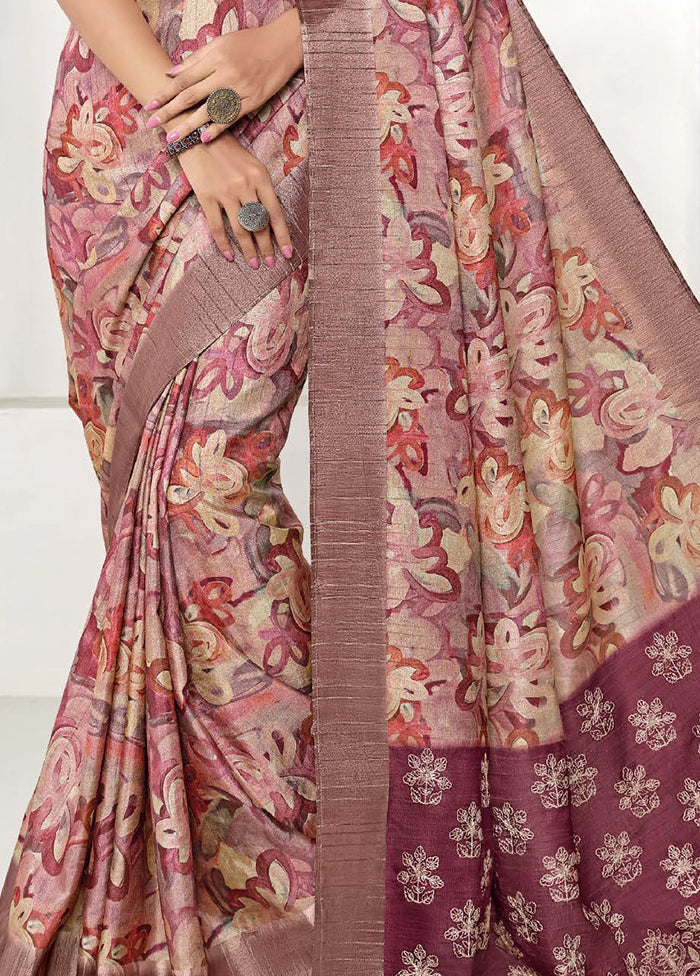 Multicolor Spun Silk Saree With Blouse Piece Outlet Original