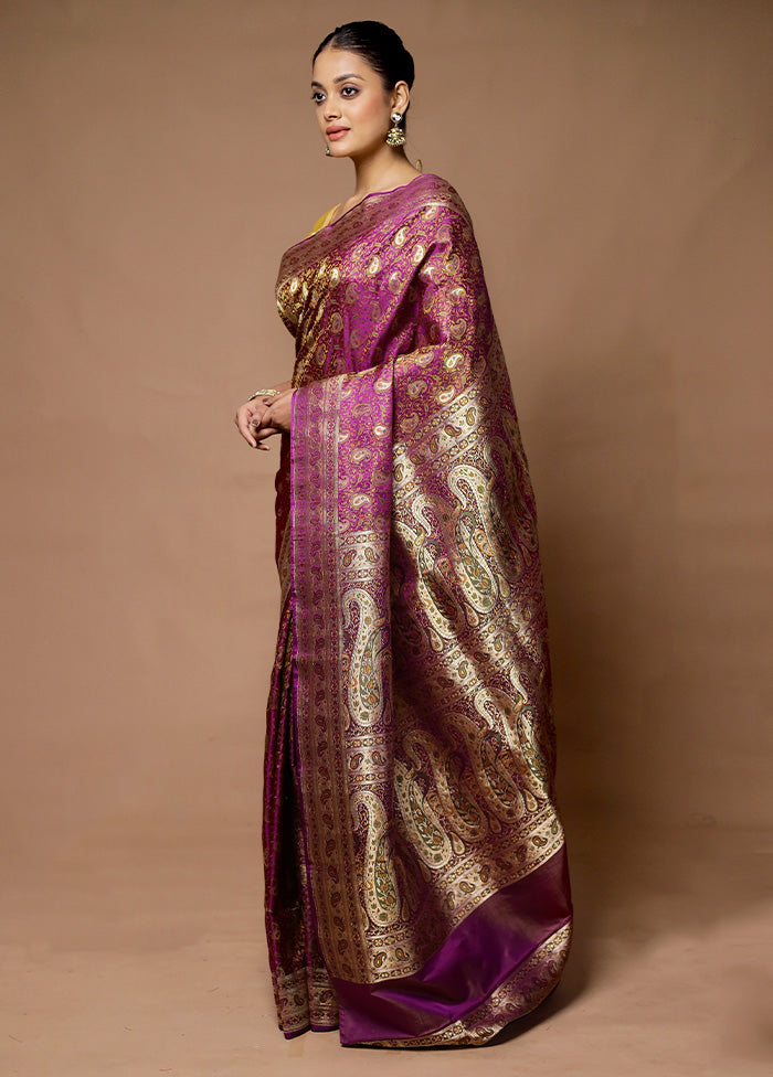 Purple Handloom Tanchoi Pure Silk Saree With Blouse Piece Eastbay Cheap Online