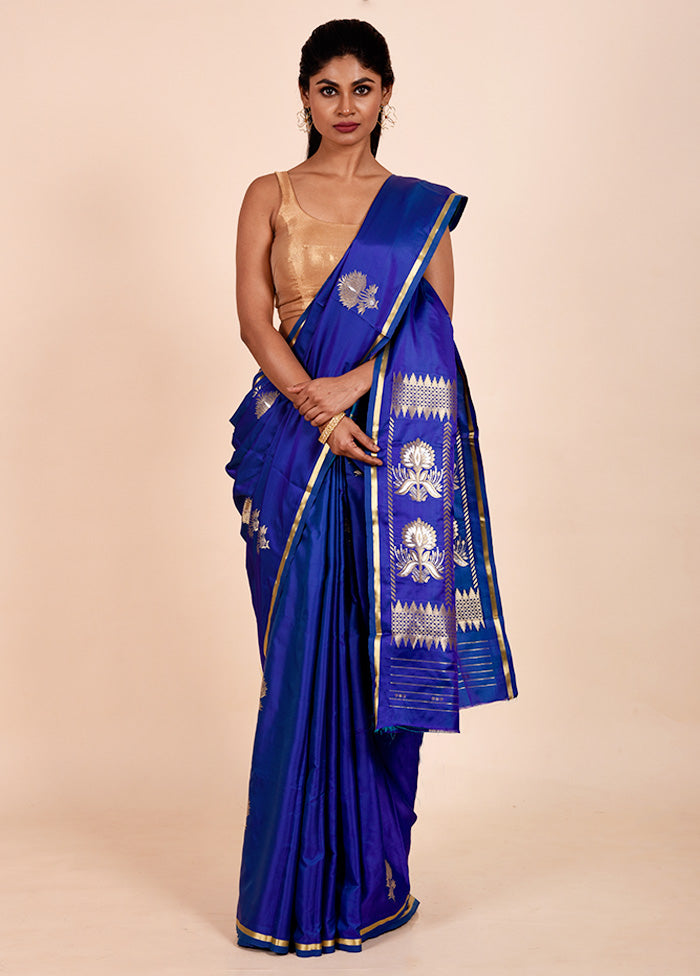 Blue Katan Silk Saree With Blouse Piece Buy Cheap Cost