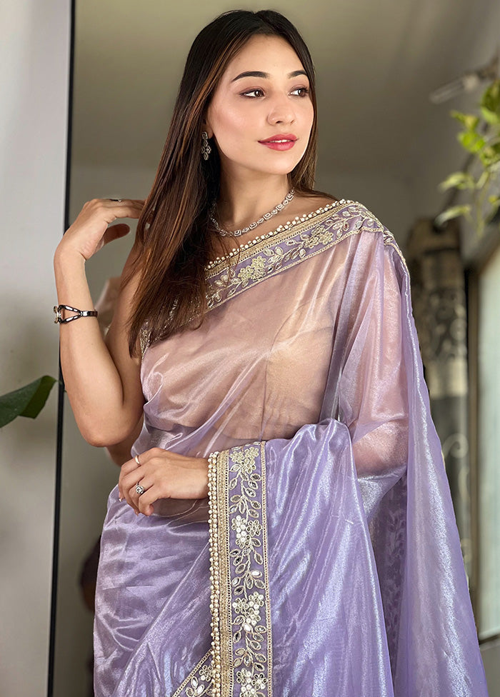 Purple Spun Silk Saree With Blouse Piece Online Sale