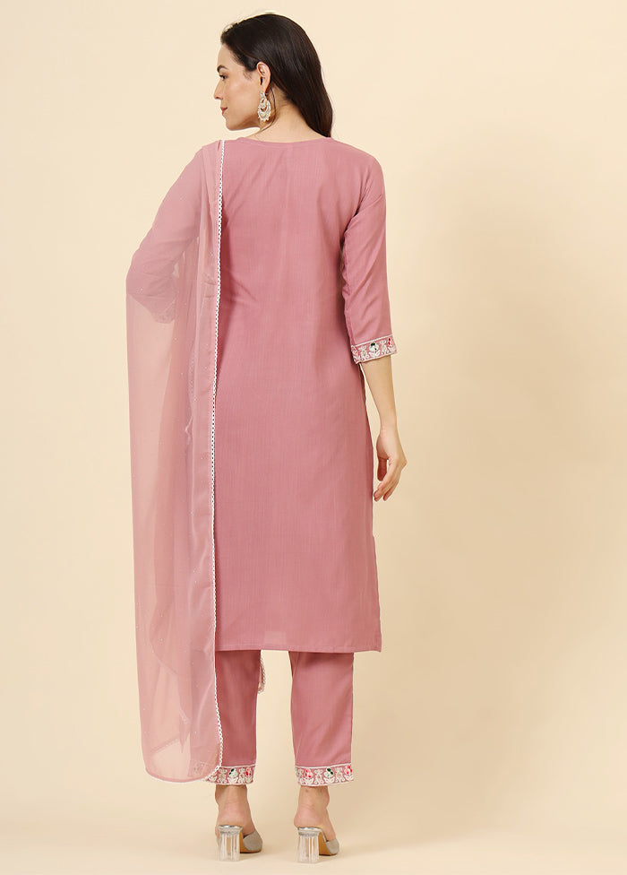 3 Pc Pink Readymade Cotton Suit Set Cheap Sale Outlet Locations