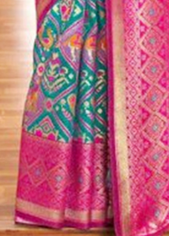 Rama Banarasi Silk Saree With Blouse Piece Free Shipping Official