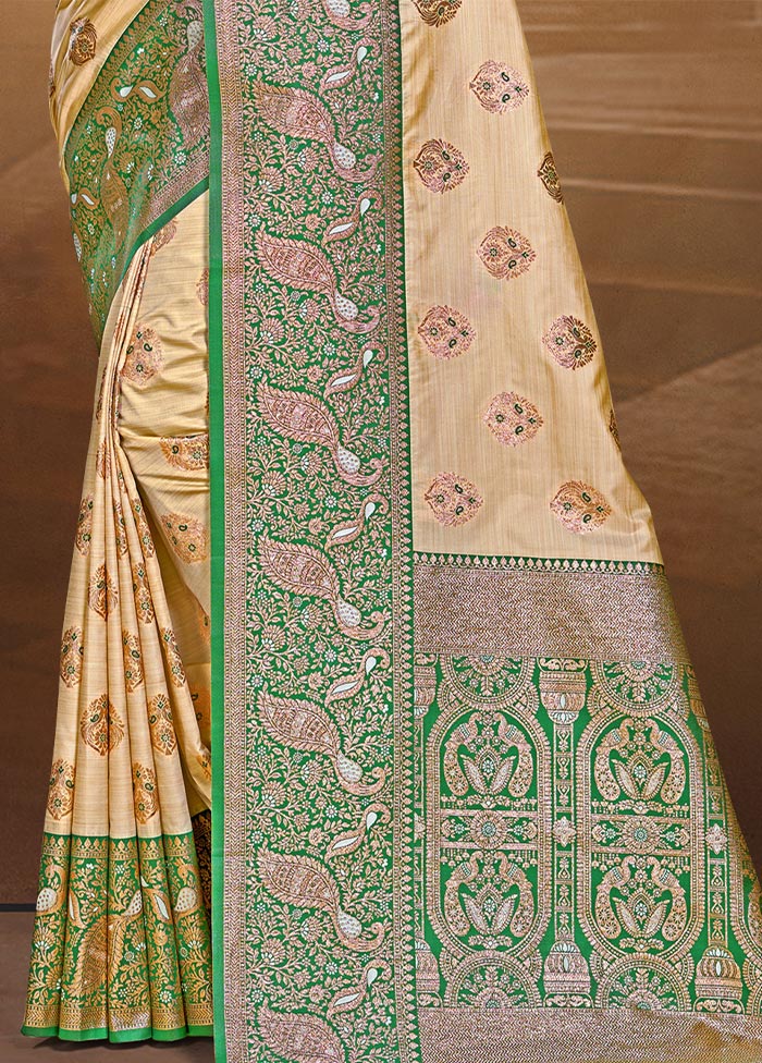 Beige Dupion Silk Saree With Blouse Piece Cheap Sale Exclusive