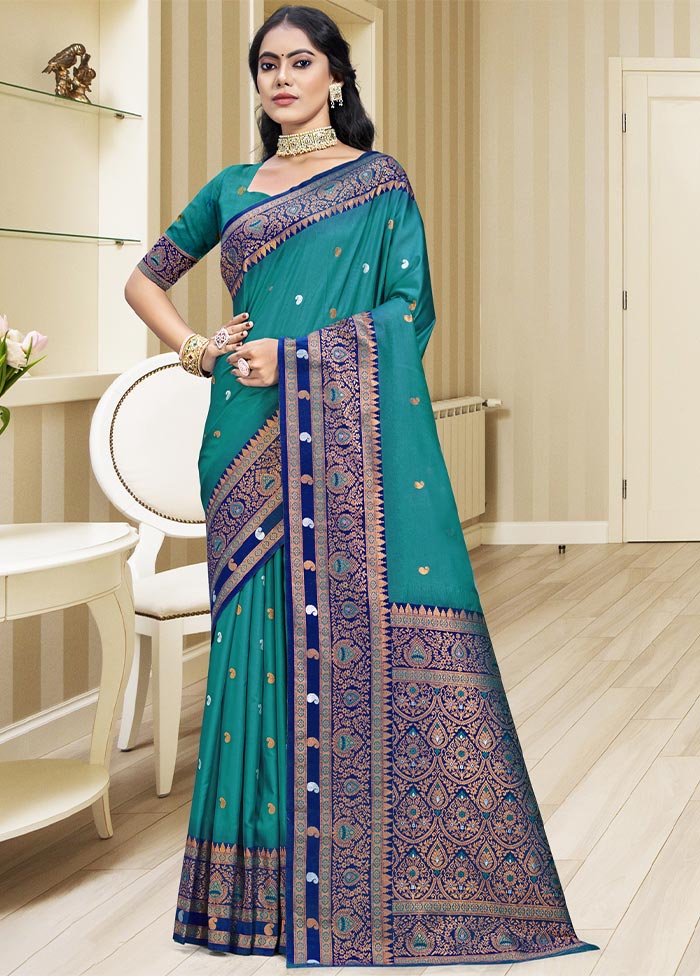 Sky Blue Dupion Silk Saree With Blouse Piece Genuine Online