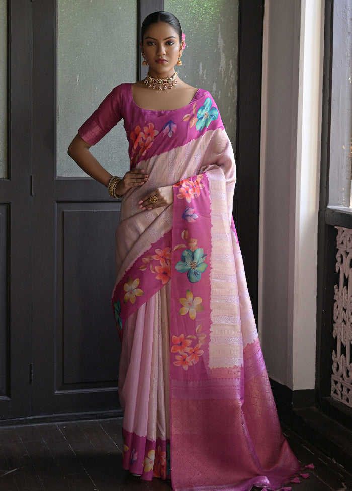 Purple Spun Silk Saree With Blouse Piece Comfortable Online