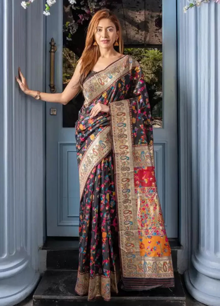 Multicolor Banarasi Silk Saree With Blouse Piece Collections For Sale