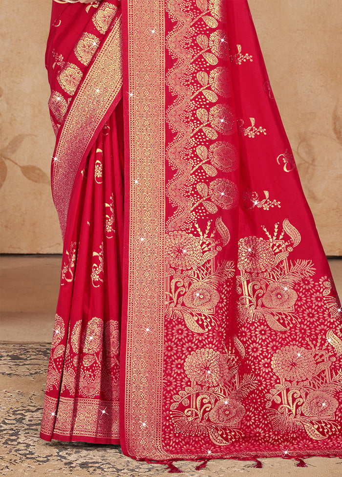 Red Spun Silk Saree With Blouse Piece Cheapest Cheap Online