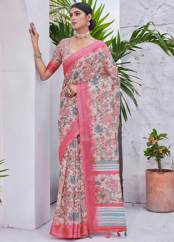 Multicolor Linen Silk Saree With Blouse Piece Outlet Locations For Sale