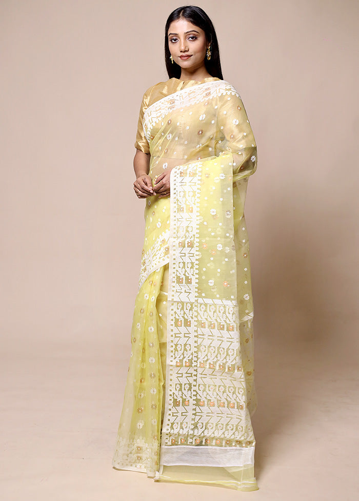 Yellow Pure Tant Jamdani Saree Without Blouse Piece Buy Cheap Pices