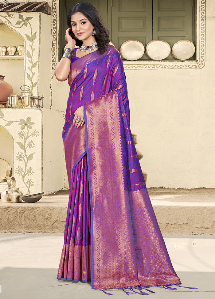 Purple Spun Silk Saree With Blouse Piece Shop For Sale