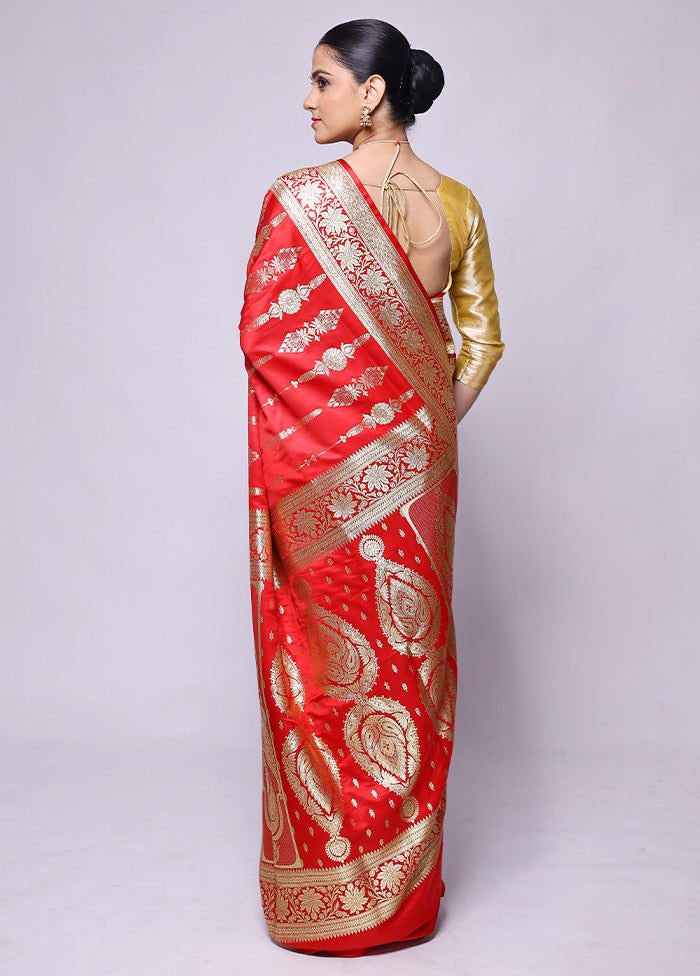 Red Banarasi Silk Saree With Blouse Piece Buy Cheap Buy