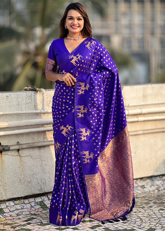 Voilet Spun Silk Saree With Blouse Piece Clearance Low Pice