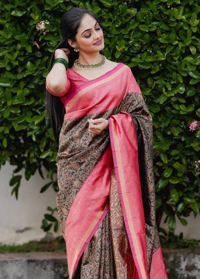 Multicolor Banarasi Silk Saree With Blouse Piece Cheap For Nice