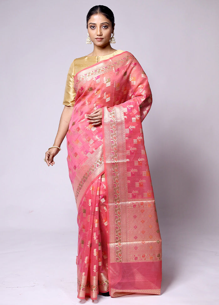 Pink Kora Silk Saree With Blouse Piece In China Sale Online