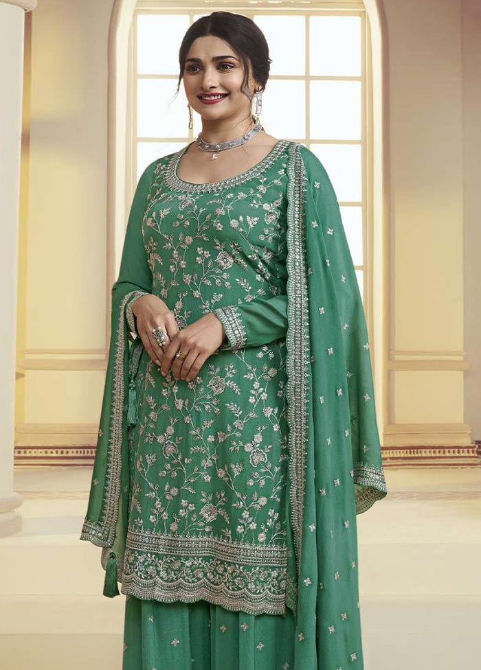 3 Pc Rama Semi Stitched Silk Suit Set Free Shipping Cost