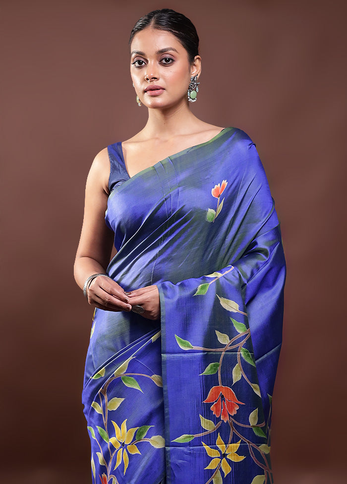 Blue Pure Bishnupuri Silk Saree Without Blouse Piece Amazon Cheap Online