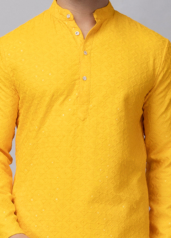 Yellow Viscose Embroidered Knee Length Kurta Discount Authentic