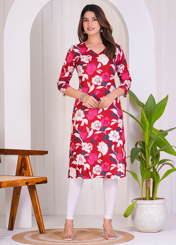 Red Readymade Rayon Kurti Brand New Unisex Sale Online