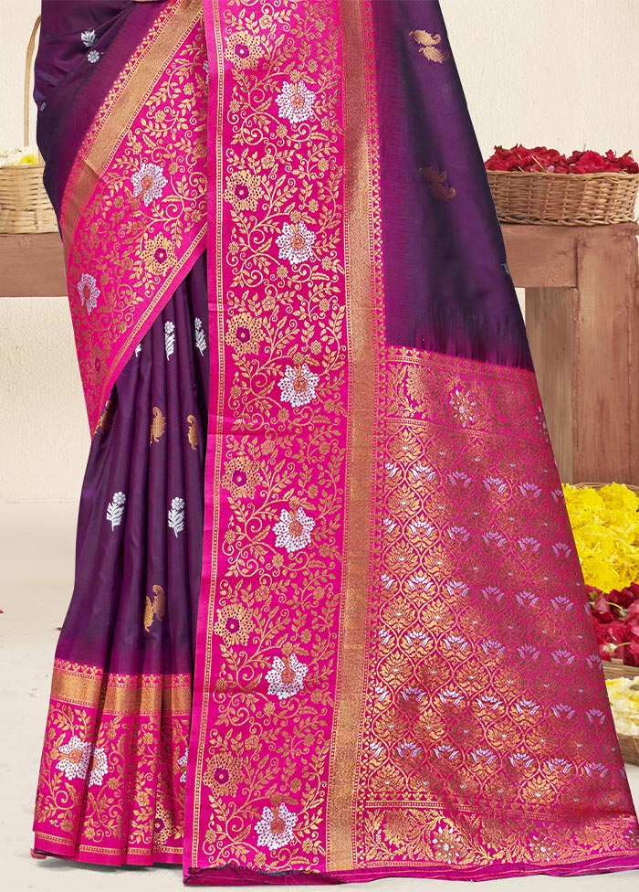 Wine Dupion Silk Saree With Blouse Piece Visit Cheap Pice