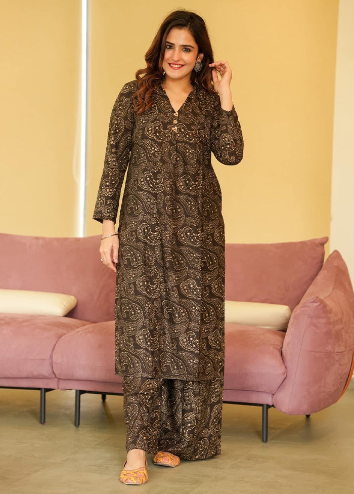 2 Pc Black Pure Readymade Silk Kurti Set Eastbay Online