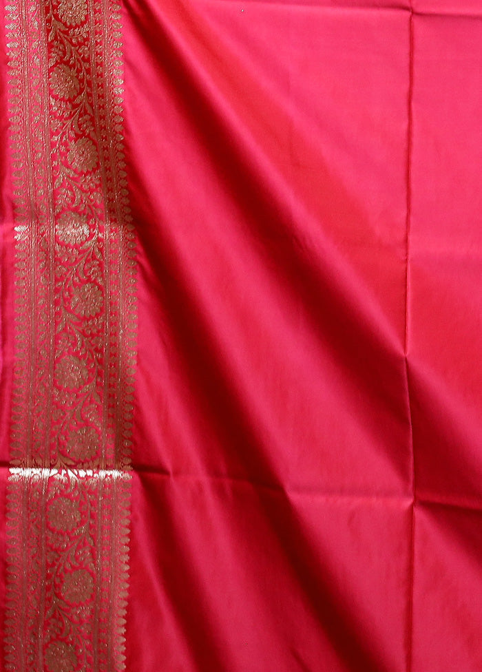 Red Banarasi Silk Saree With Blouse Piece 100% Authentic For Sale