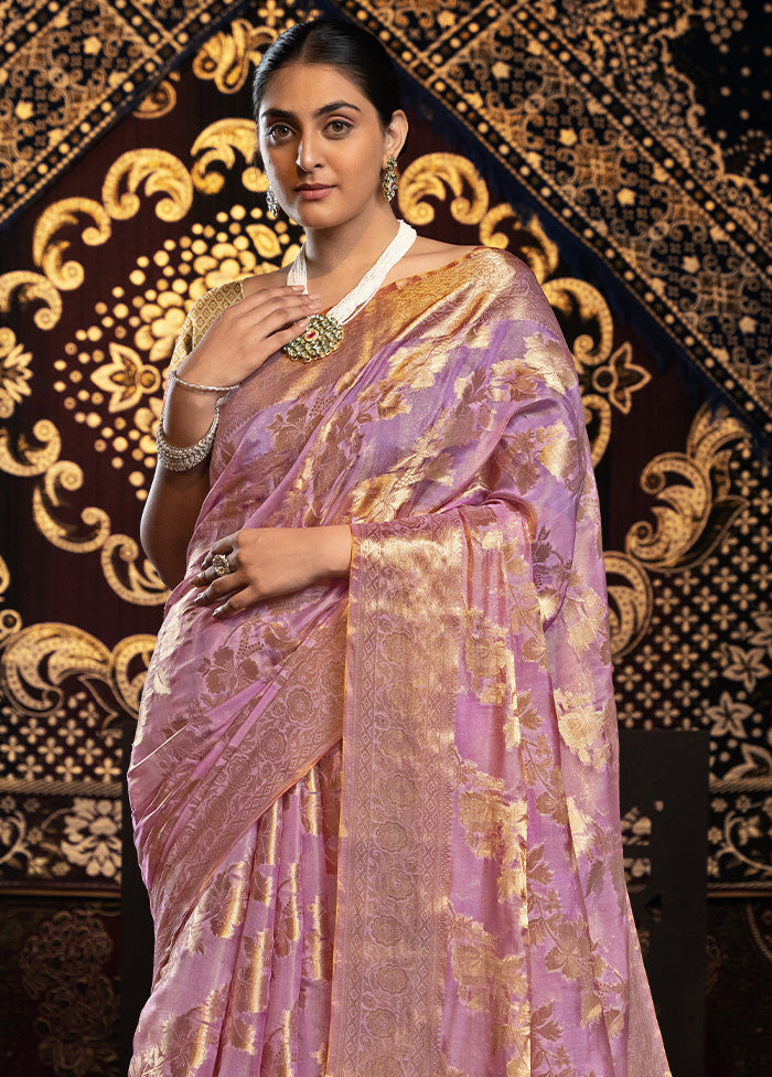 Pink Banarasi Silk Saree With Blouse Piece Comfortable Cheap Online