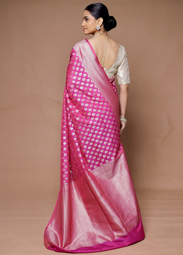 Pink Uppada Silk Saree With Blouse Piece Cheap Pice