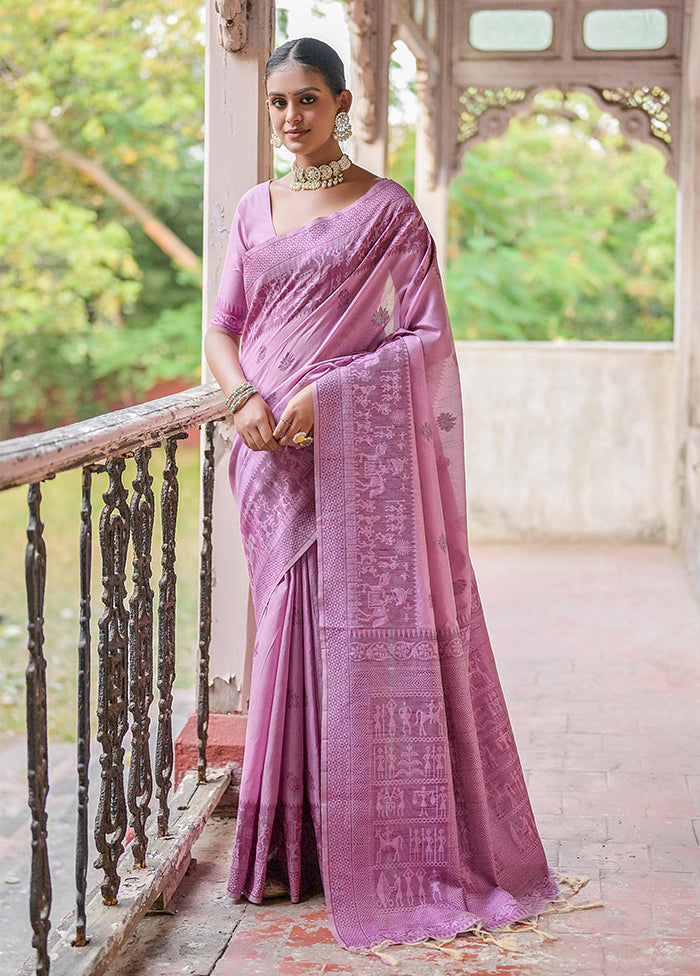 Purple Spun Silk Saree With Blouse Piece For Sale 2025