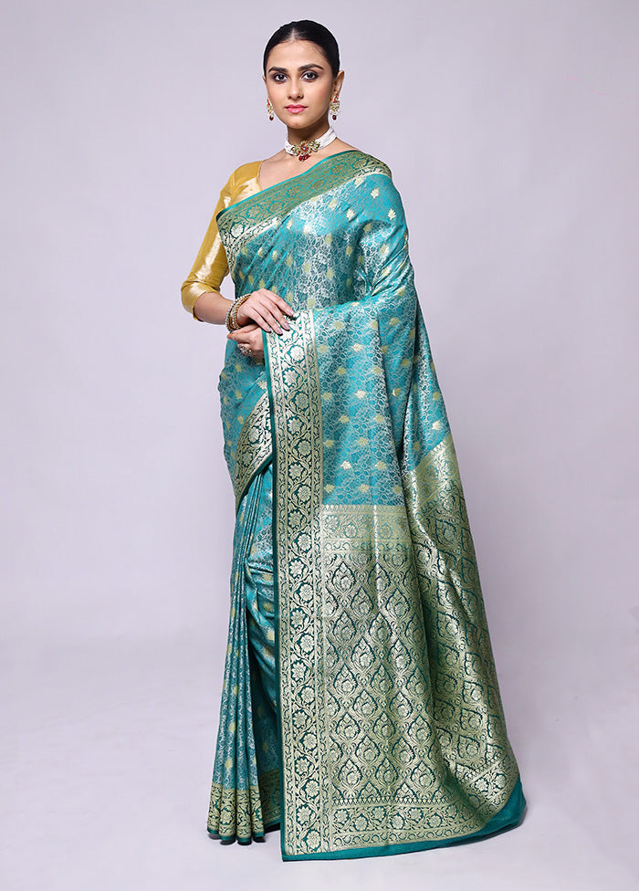 Blue Tanchoi Silk Saree With Blouse Piece With Mastercard Cheap Pice